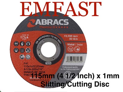 115 mm 4 1/2 x 1 mm Ultradünne Metallschlitz Trennscheibe Edelstahl Abracs