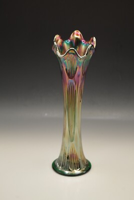FENTONフェントンカー二バルアンティークUSA carnival vase Fenton Carnival Glass Peacock Vase, 8