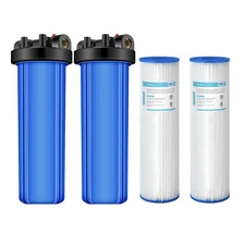 2Pack Whole House Water Filter Housing &2P 20" x4.5" Pleated Sediment Filtration