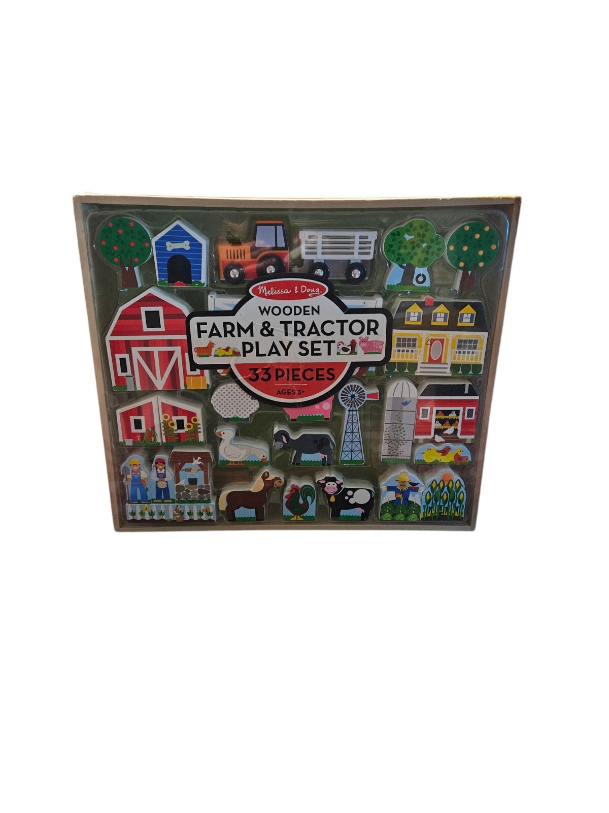 Melissa & Doug 33 pc Wooden Farm & Tractor Play Set
