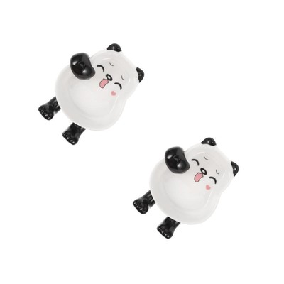  2 stücke Cartoon Panda Form Dipping Sauce Platte Keramik Dual-use-Stäbchen