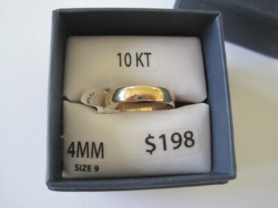 Andenken 10k RING Unisex 4mm 10k Gelbgold schlicht Ehering Größe 9 Neu mit Karton