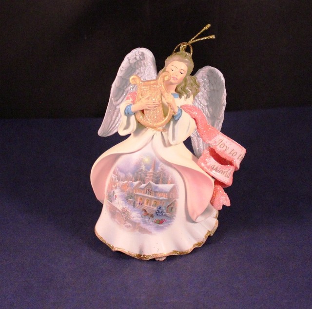 Beautiful 4" Heavenly Angels Joy to the World Angel Harp Ornament