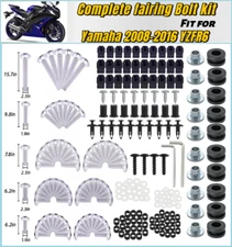 Silver Complete Fairing Bolt Kit Bodywork Screws Set for Yamaha YZF R6 2008-2016