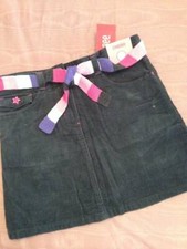 Gymboree Super Star Gray Corduroy Skort Striped Belt Girls Sz 7 NWT