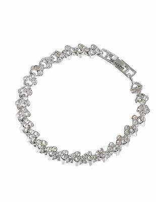 【STONEHENgE】Silver Material Ribbon Cubic Bracelet SC24B01T Octagonal Stoned Bracelet in Silver