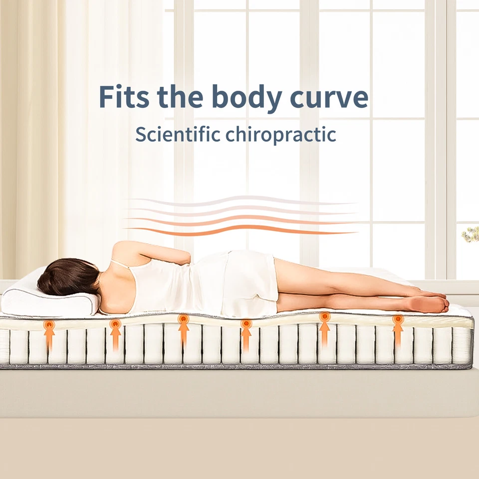 Colchón de espuma viscoelástica de gel híbrido 10/12/14 pulgadas doble tamaño queen king size Foto 2 de 4