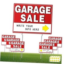 7 Pcs Garage Sale Sign With Metal Stakes, 17" x 13", Double-Sided With 20