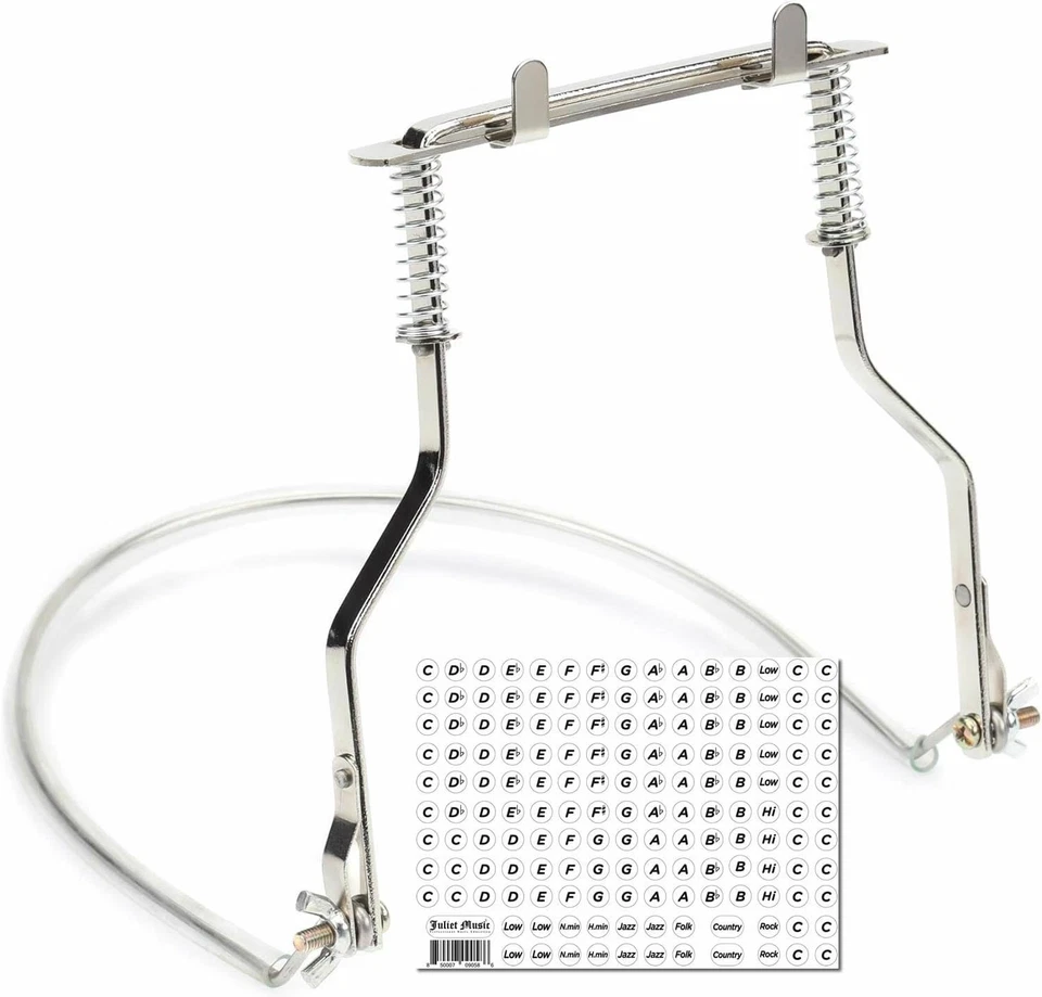 Professional 10-Hole Harmonica Holder with Rubber Neck Brace - Silver Edition - Image 3 of 4