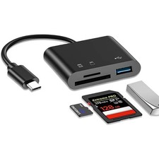 USB C to SD Card Reader, 3-in-1 Hub Converter, Micro SD TF Memory Type-C Adapter