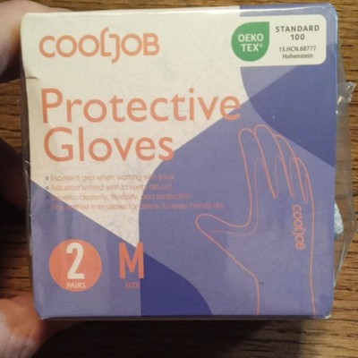 COOLJOB Protective Gloves Size M, Polyester/Latex Rubber, 2 Pairs F132DMP