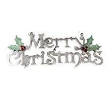 Christmas Door Hanger Silver Reusable Plastic Holiday Decoration Outdoor