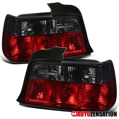Fit 1992-1998 BMW E36 318i 325i 328i Sedan Red/Smoke Tail Lights Brake Lamps