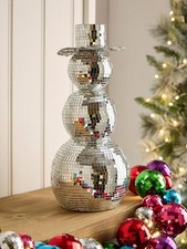 Christmas Mirrored Sequin Snowman Christmas Decoration - 32cm Tall - Very Home