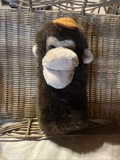 VTG Monkey Hand Puppet Ape Chimp Plush Black Fur 12 Korea
