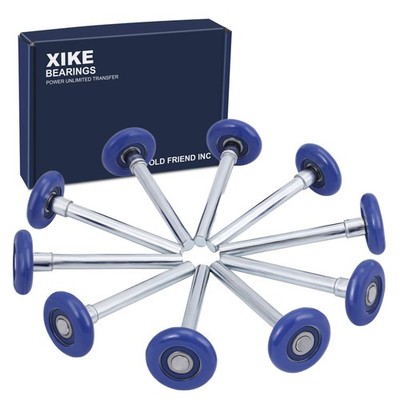 XiKe Blue 2'' Nylon Garage Door Roller, 10 Pack, 4'' Stem, 6200-2RS Bearing