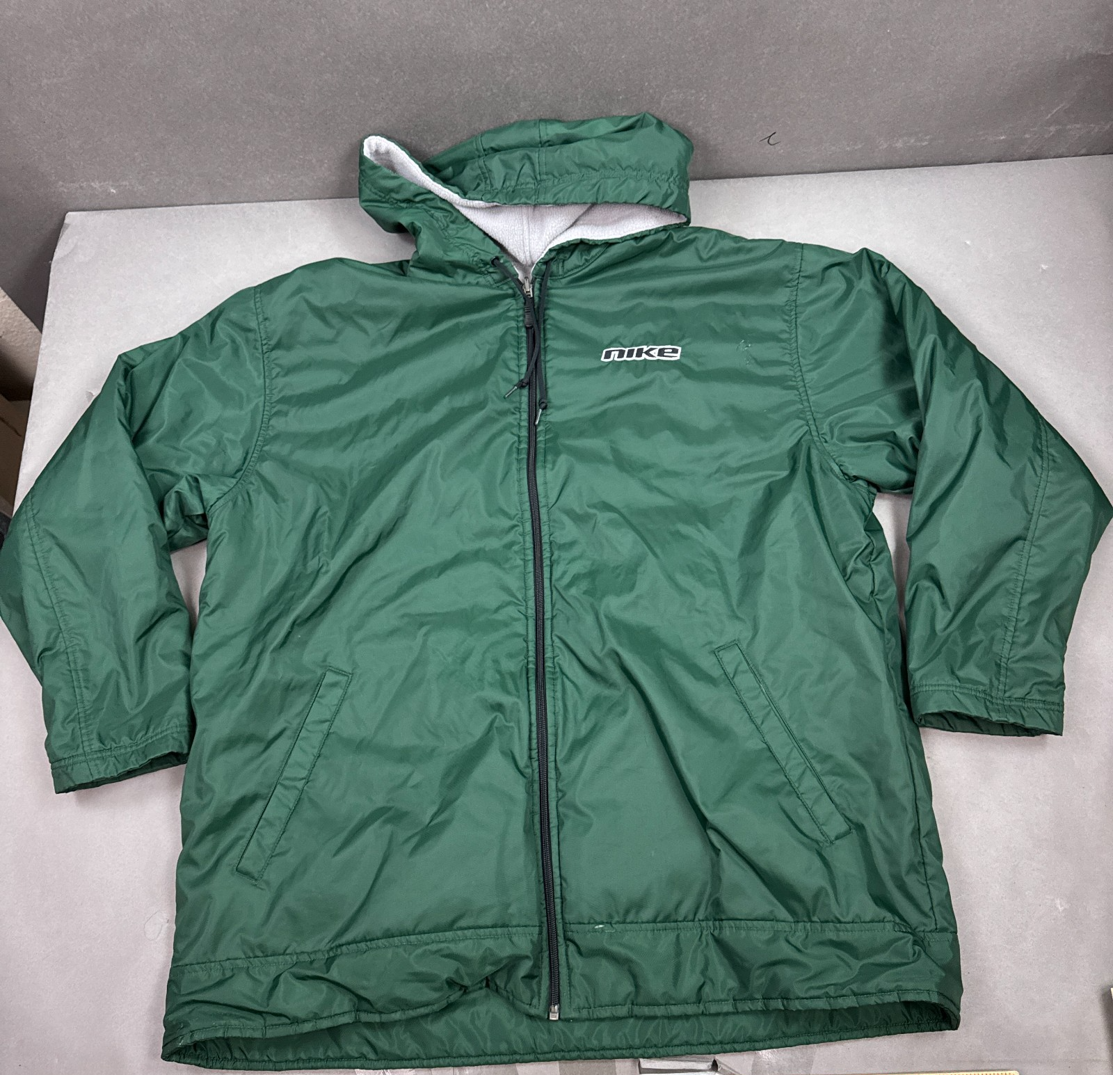 SACAI X NIKE Giacca Nike vintage uomo extra large verde grigio reversibile pile parka con cappuccio