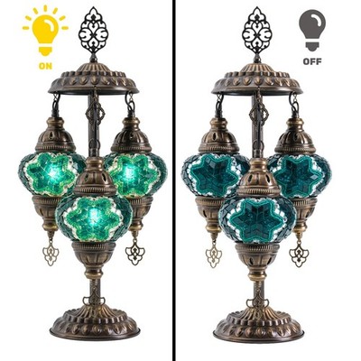 Mozaist 3-Glass Mosaic Table Lamp   Handmade, Green Mosaic Design,