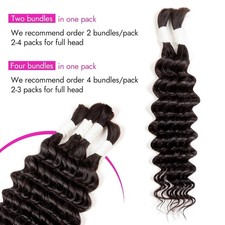Human Hair Braiding Hair Deep Water Wave 2 Bundles/Pack 50g 16 Inch Natural