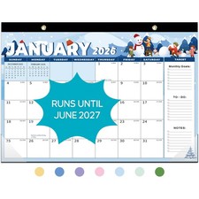 Desk Calendar 2026, 18 Months Runs from January 2026 to colorful