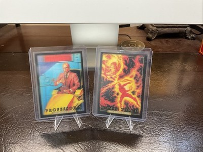 Marvel Masterpieces 2024 Platinum Professor X, Human Torch, Lenticular Lot Of 2
