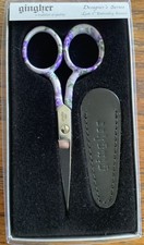 GINGHER RETIRED 2003 Designer Series LEAH 4" Embroidery Scissors w/sheath HTF