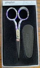 GINGHER RETIRED 2003 Designer Series *LEAH* 4" Embroidery Scissors w/sheath HTF