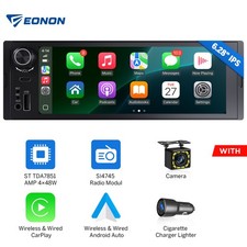 Single DIN 6.28" IPS Wireless CarPlay Android Auto RDS AM/FM Car Stereo Headunit