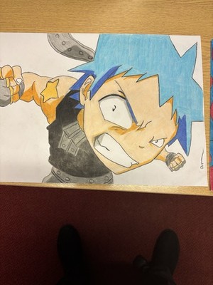 Original Fan Art Of Black Star And Fire Force Anime Zeichnungen A3��