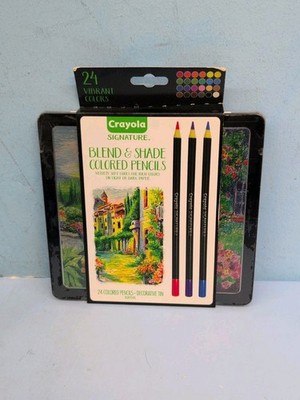 Crayola Signature Blend & Shade Colored Pencils 24 Assorted Colors Tin Case