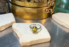 Genuine 925 Sterling Silver Created Citrine Oval Ring Size 6.5