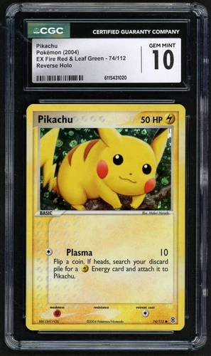2004 Pokémon Pikachu Reverse Holo EX Fire Red & Leaf Green #74 CGC 10