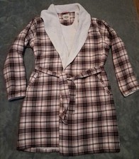 UGG Fleece Flannel Robe Red Maroon Pink Plaid Womens Large Cozy Lounge