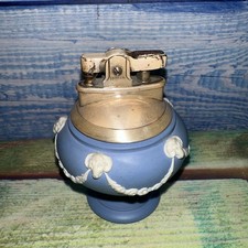 Vintage WEDGWOOD Blue Jasperware RONSON Table Lighter Stamped 1954 (215a)