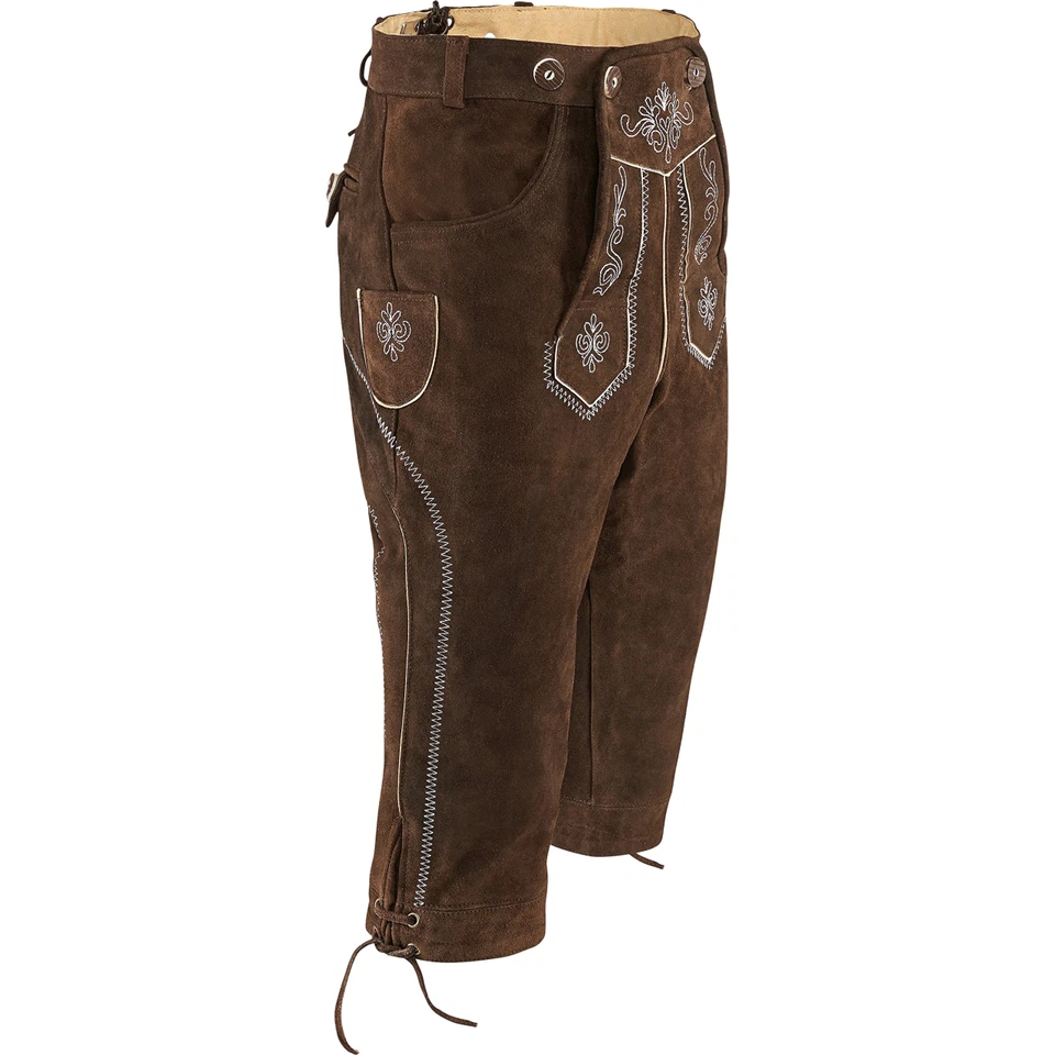Culotte bavaroise en cuir avec bretelles pour Oktoberfest Marron 46 - Photo 2/4