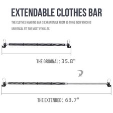 35"- 63" Car Clothes Hanger Bar Clothes Garment Organize Storage Hanger Portable