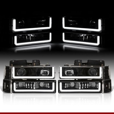 AJP Distributors Black LED DRL Projector Headlights + Corner Bumper