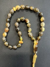 Natural Baltic Black  Amber Islamic prayer Beads 33 Beads 21.7Gr 11.4x9.9mm
