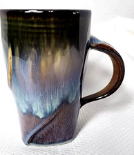 Signed Bill Campbell Studio Pottery Twist Drip Glaze Cup Mug