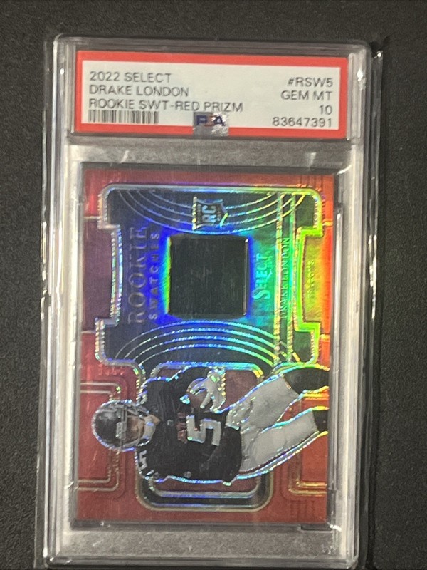 2022 Select Drake London Rookie Swatch Red Prizm PSA 10 POP 1