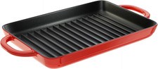 12.5 X 8 Inch Enamel Cast Iron Grill Pan - Dual Assist Handles - Use in the Oven
