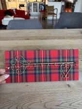 Vintage Brelok Listwa na klucze Szkocka krata Mosiężny haczyk Garderoba