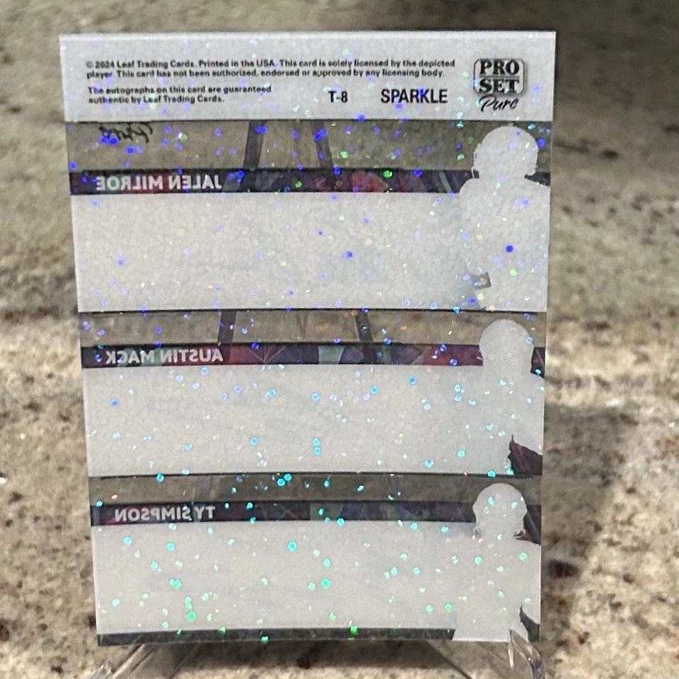 2024 Leaf Pro Set Pure Triography Red Sparkle J. Milroe, A. Mack, T. Simpson /4 - Image 2 of 2