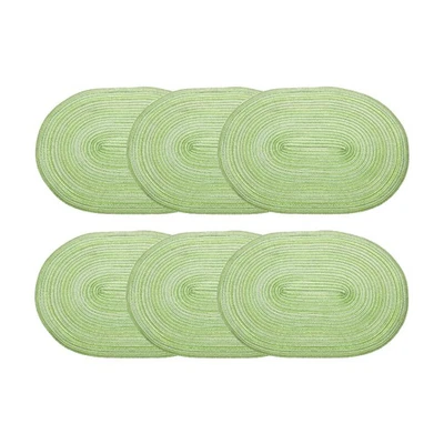 Ovale, geflochtene Tischsets, 50,8 cm, rutschfest ovale Tischsets, Grün, 6 Stück - Bild 1 von 4