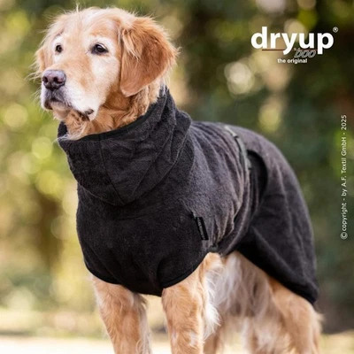 ACTIONFACTORY Dryup Cape Bamboo Standard Dark Grey Hundebademantel Bademantel für Hunde