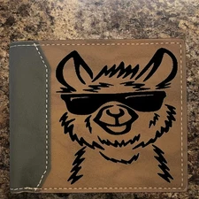 Custom LLAMA SUNGLASSES Wallet - Bifold Leather Wallet - Premium Quality