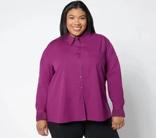 Attitudes by Renee Petite Woven Button Front Shirt Size XXSP Pleated Cuffs NEW