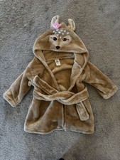 Kids Plush Deer Hooded Bathrobe - Brown