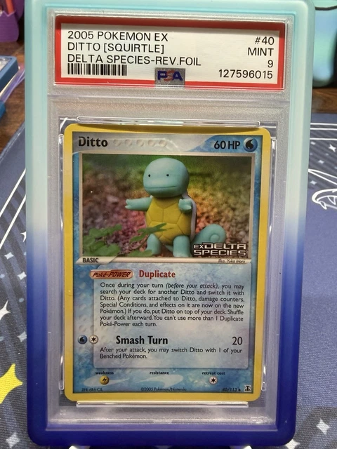 Pokemon Ditto Squirtle Reverse Holo Stamped EX Delta Species #40 2005 PSA 9 MINT