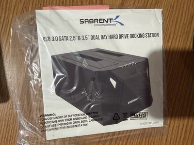 Sabrent Dual Bay USB 3.0 SATA 2.5in/3.5in SSD/HDD Docking Station EC-HD2B